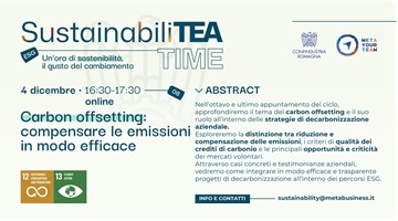 SustainabiliTEA TIME “Carbon offsetting: compensare le emissioni in modo efficace” 4 dicembre ore 16:30 |17:30 online