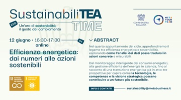 SustainabiliTEA TIME - EFFICIENZA ENERGETICA : dai numeri alle azioni sostenibili - 12 giugno, ore 16:30
